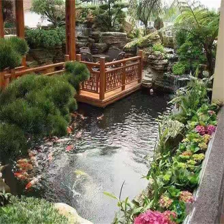 秀洲别墅庭院景观设计鱼池